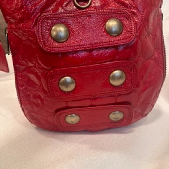 Vintage Y2K Cynthia Rowley Red Quilted Patent Shoulder Bag - Picture 6 of 12
